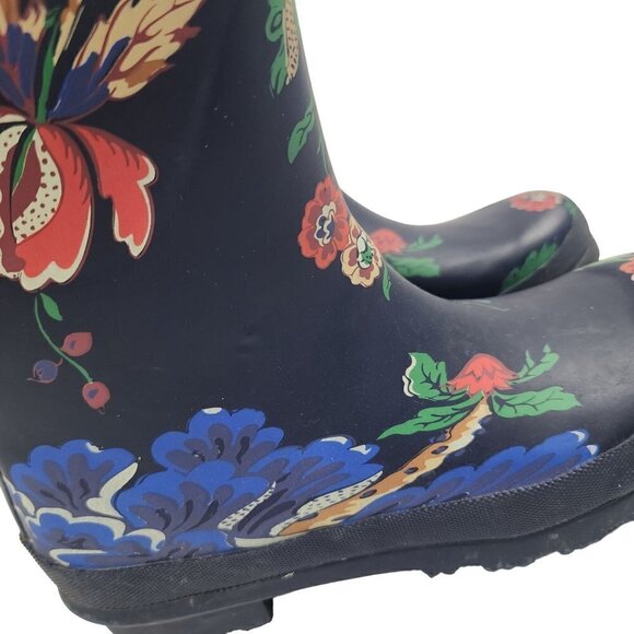 Joules Tall Rain Boots R Welly Print Navy Blue Floral Waterproof Women's 5 - Picture 2 of 13